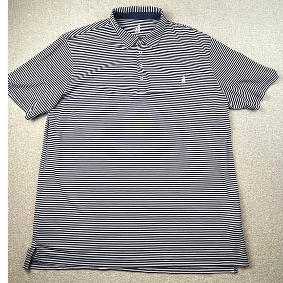Johnnie-O Men’s 2XL Blue & White Striped 4-Button Performance Polo Shirt Casual - Picture 1 of 7